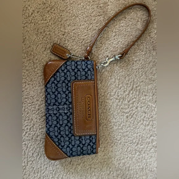 Coach Navy and Brown Bag with Leather Accents - Picture 10 of 10